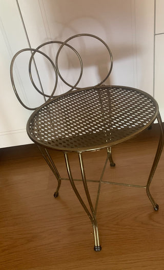 Vntg Vanity Chair 1960’s  gold pierced steel MTS