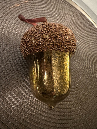 Ornament Acorn Gold Glass Beaded MTS|137952