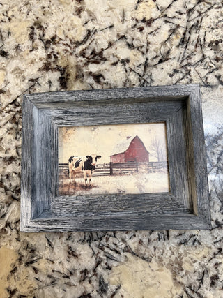 Framed Cow & Barn Picture (1) RCD|169366