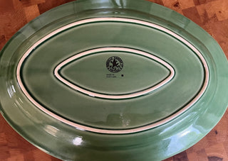 GREEN CERAMIC BUNNY PLATTER PORTUGAL 15.5 X 11.5 STAND NOT INCLUDED NO CHIPS OR CRACKS (KJS) RCD|62034