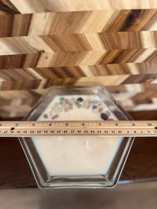 CANDLE TALL CANDY DISH W/STONES SCENT PEONY & MAGNOLA|107389