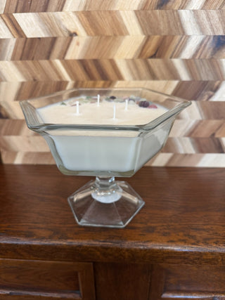 CANDLE TALL CANDY DISH W/STONES SCENT PEONY & MAGNOLA|107387