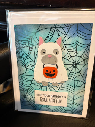 HHalloween/bday card- "hope your bday is Bone-afide fun" GF267 RCD|115343