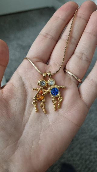 VTG GoldTone LongChain w/Boy.Girl