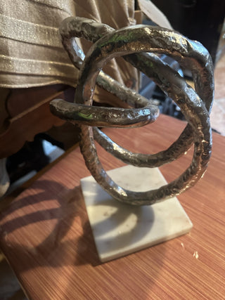 #62 VV VMetal Knot On Marble stone Base Art Sculpture  Statue  MTS|58354