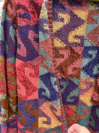 JP Peruvian Connection Kaffe Fassett open-front art-to-wear cardigan sweater Size L