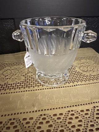 Vintage Bohemia Class Ice Bucket with etched wheat  from Czech-RCD