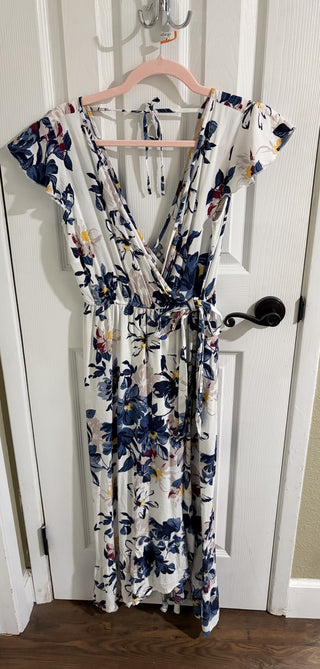 Women's Small Hawaiian Band of the Free Floral Wrap Dress w/Deep V Front & Back RCD|158785
