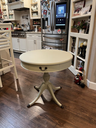 Mid Century Modern Mersman Round Drum Table Chalk Painted RCD|132576