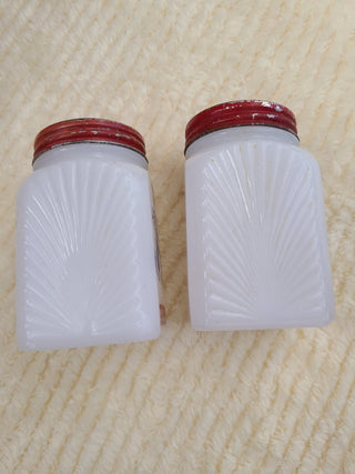 Hazel Atlas Milk Glass Dutch Boy/Girl Pepper & Salt Shaker Set RCD|85987