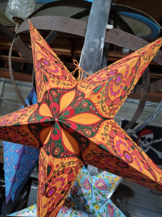 Star lantern orange green with Light cord|50953