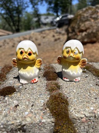 12F Vintage Little Chicks Hatching from Eggs Salt & Pepper Shakers RSV|78968