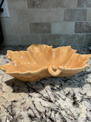 Large Ceramic 12” Fall Leaf Bowl (Golden Color) RCD|109142