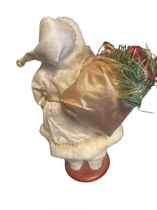 Gold and White Standing Santa Christmas Figure with bag filled with presents and tree #63 VV MTS|134290