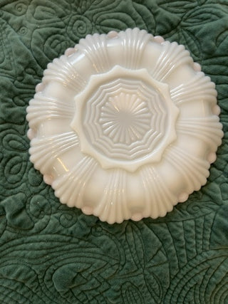 12F Vintage Fire King Milk Glass W/22k Gold Edge Egg Plate RSV