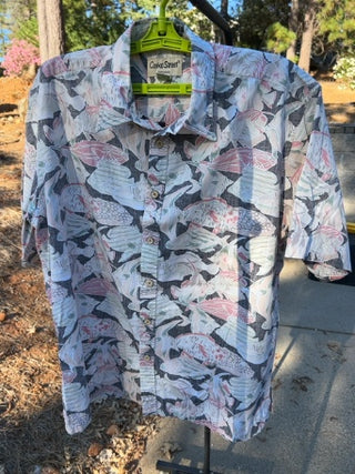 JP Vintage Cooke Street Men Large Honolulu Shirt Fish Made in USA Tropical