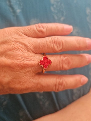 Red Gem Floral Ring