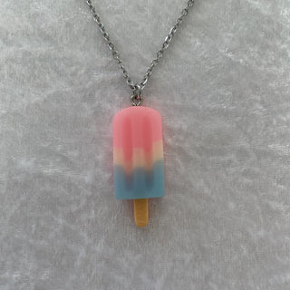 kid necklace, pink/blue popsicle RSV