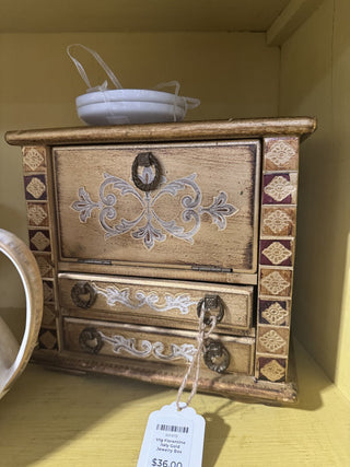 Vtg Florentine Italy Gold Jewelry Box MTS