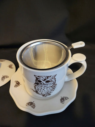 Andrea by Sadek "Baby Owls" Mug, Lid, Saucer 4 pcs RCD|133872