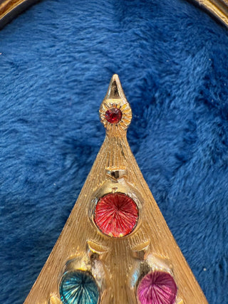 MCM Christmas Textured Tree w/ Colored Ornaments BJ Brooch Pin 2.5” Long|138984