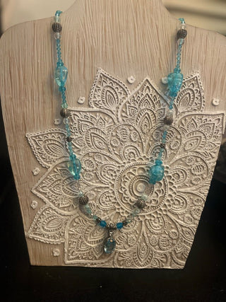 Mj93-turquoise glass necklace  MTS