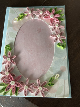Handmade Pink Quill card|92023