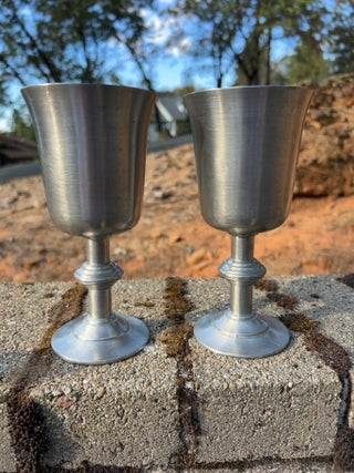 Vintage pair of pewter goblets by International Pewter