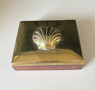 Vintage brass shell trinket box RSV|101235