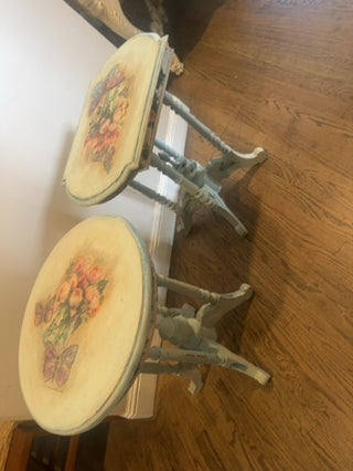 Hand painted Victorian side tables