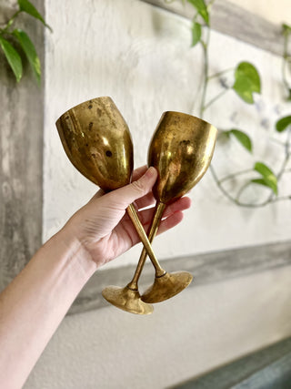Pair Brass Wine Glass Goblet|113497