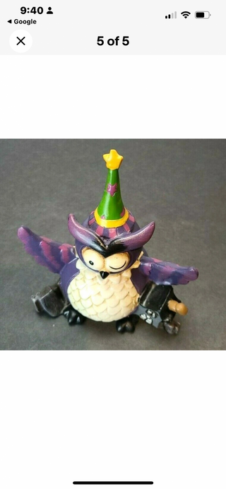 Purple Owl Resin Halloween Decor, 5"-RSV