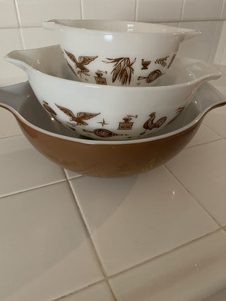 Jd-Vtg Pyrex Early American Cinderella 3 pc set MTS|88239