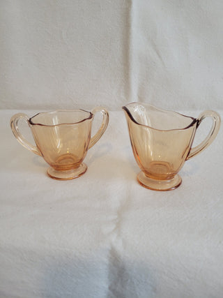 Vintage Fostoria Amber 3" Fairfax Sugar & Creamer Set RCD|115410