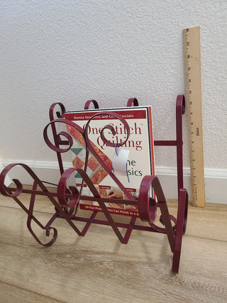 "Refreshed" Maroon Metal Magazine Rack RCD|82787