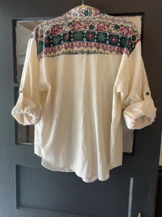 Vintage 90’s Casey & Max western-style yoke and single chest pocket tapestry