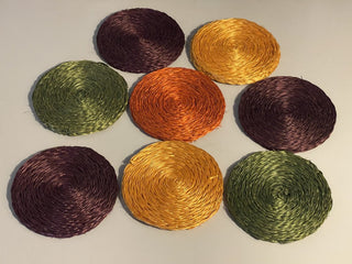 Set/8 Straw Mid-Cent Coasters Multi-Colored--SP MTS