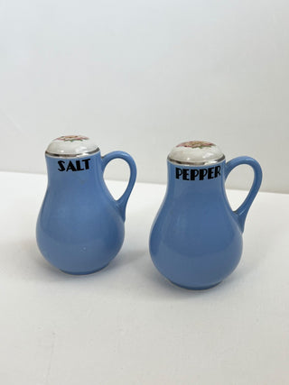 Antique blue “rose parade” salt and pepper shakers set RSV|86735