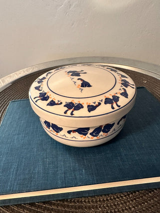 Porcelain Dish 5" Lid Blue Goose MTS