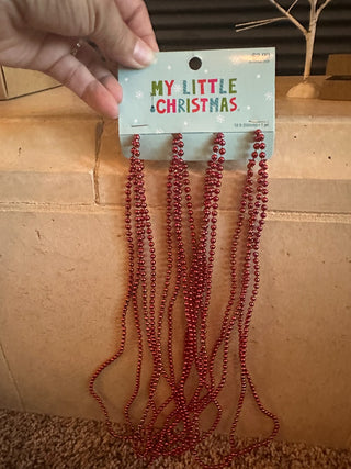 Garland, small red beads, 18 ft. RCD|95487