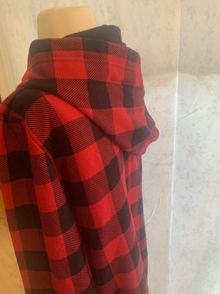 Black & Red checkered sweatshirt w/Kangroo pocket & hood|127627