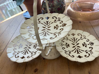 Vtg. Filigree Dessert Tray MTS