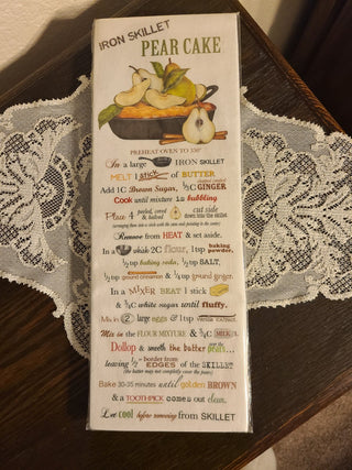 Flour Sack Towel "Iron Skillet Pear Cake" Recipe, RCD