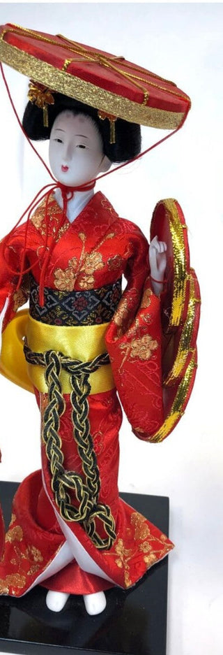 Vintage Red Kimono Miko Japan Porcelain China Geisha Girl  Doll #62 VV MTS