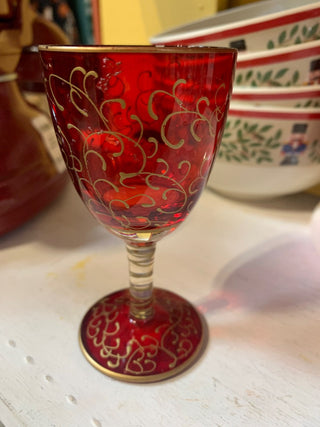 Ruby & gold 4” goblet