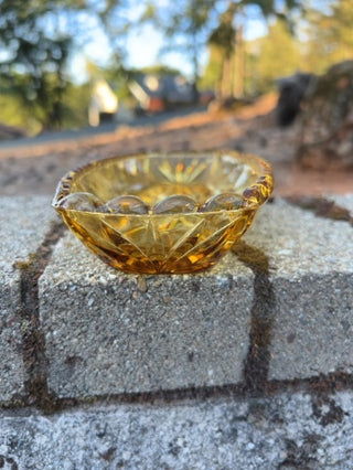 vintage Hazel Atlas Amber Glass Scalloped Edge Oval Relish Dish