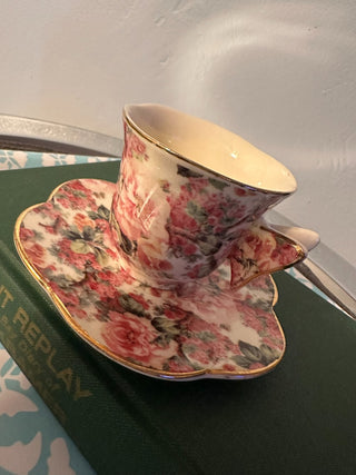 Vintage Teacup Baum Bros Pink Garden-Gold MTS|115378