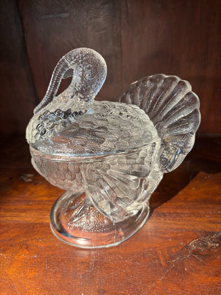 2pc Vtg LE Smith clear glass turkey dish NM|111726