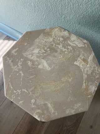 Vintage marble octagon gold cherub side table RSV|105374