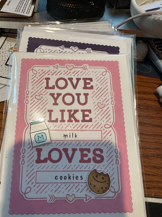 Friendship Card - "Love you like milk loves cookies" gf178